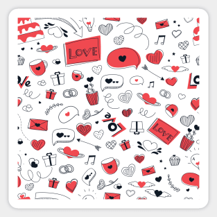 Love doodle pattern Sticker